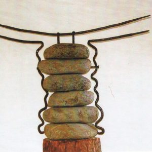 Abstract - Sculpture crafted of Forged Iron & River Stones | Artist Chanoch Ben Dov