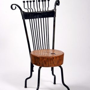 Chair Hanukah menorah - Combined with a table from Iron & Pine Tree | Artist Chanoch Ben Dov - c