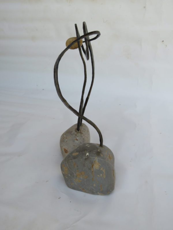 Male & Female – Dancing Couple of Forged Iron and River Stones | Artist Chanoch Ben Dov