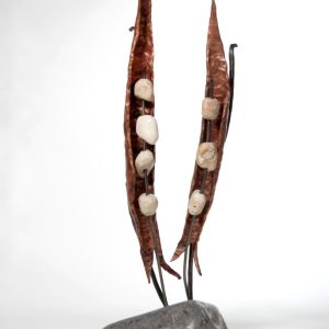 Peas - A sculpture of Forged Iron, River Stones & Copper | | Artist Chanoch Ben Dov