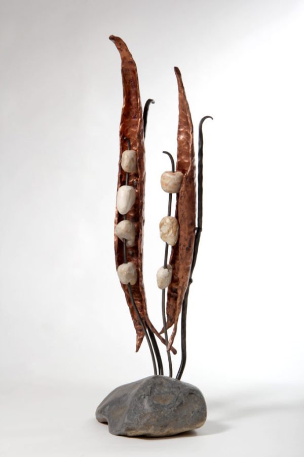 Peas – A sculpture of Forged Iron, River Stones & Copper | Artist Chanoch Ben Dov